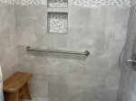Gorgeous Tiled Walk-in Shower with Bench & Grab Bar